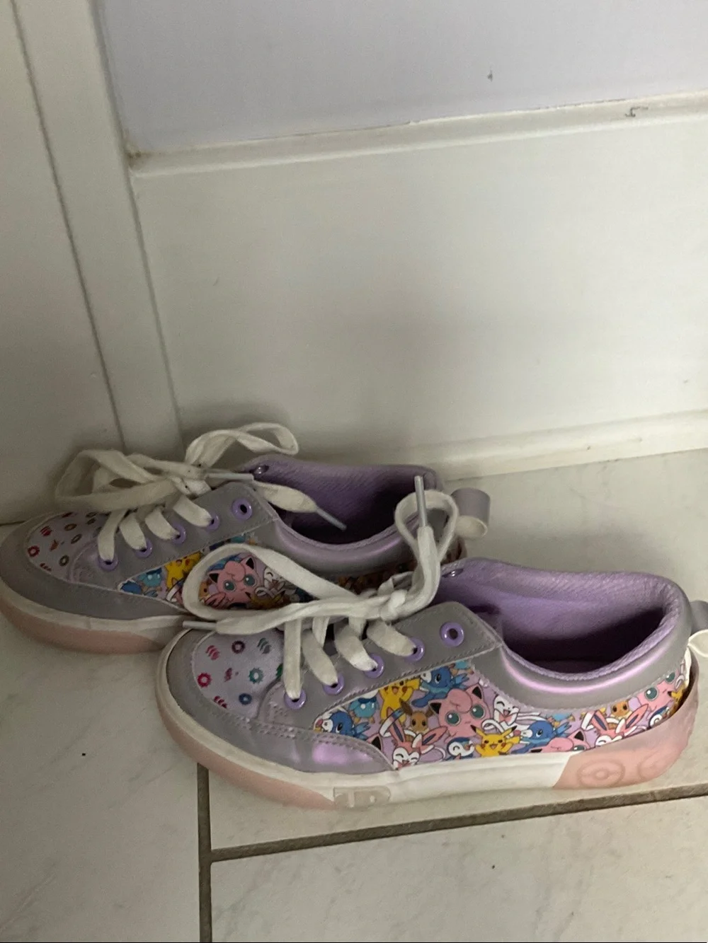 Kids' Pokemon Lavender Metallic Lace-Up Sneakers
